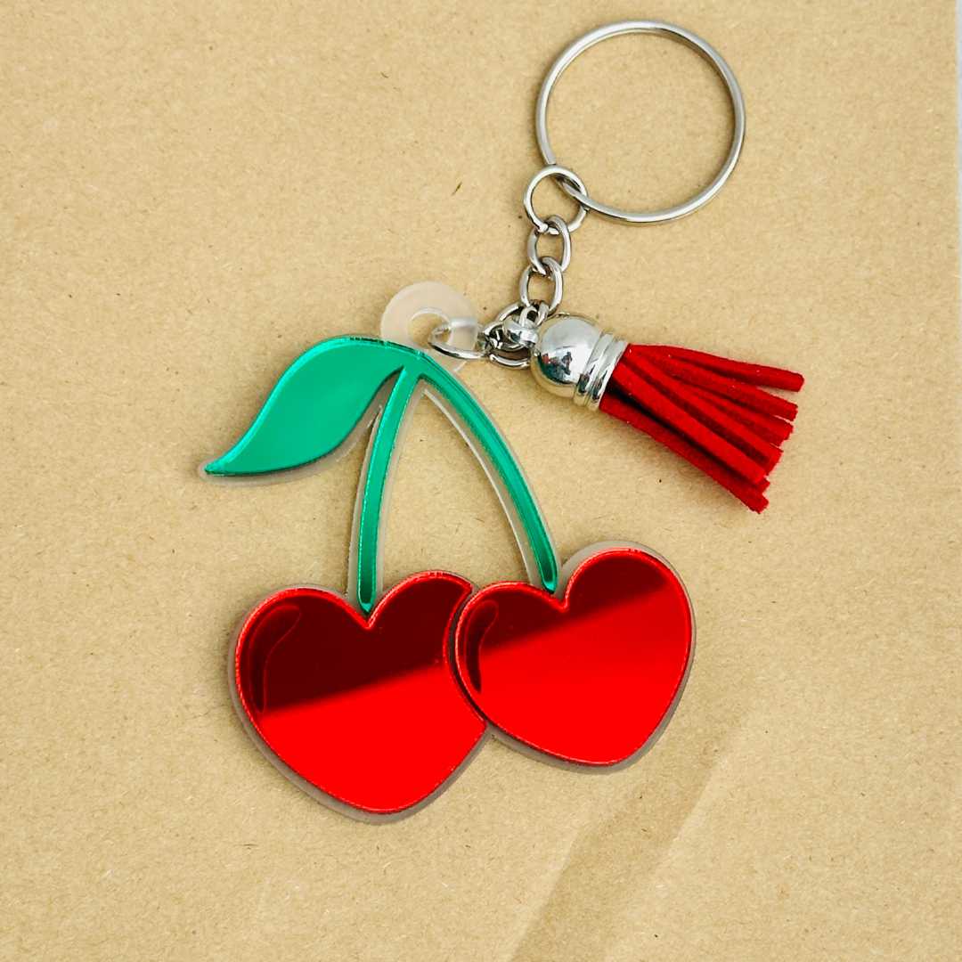 Cherry Hearts Keychain